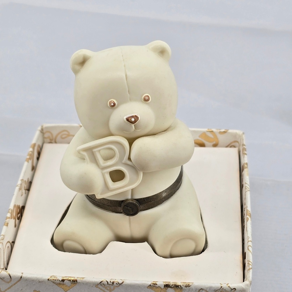 Department 56 Babys 1st Bear Porcelain Bisque Hinged Trinket Box 55026